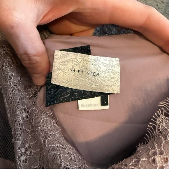 Anthropology Van Et Vien for BHLDN Lace One Shoulder Dress Size 6 - Picture 7 of 8